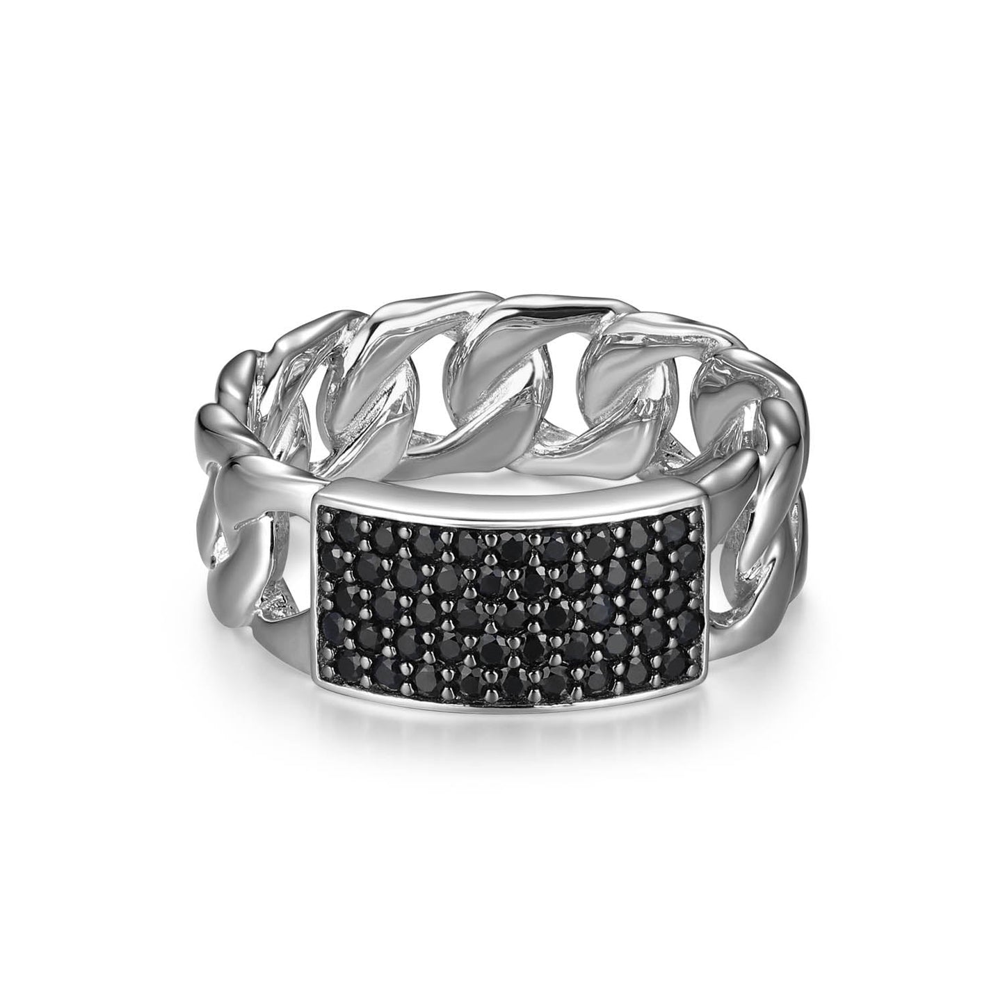 Links Gunmetal Rhodium Finish Sterling Silver Ring - UR0052 | ethos