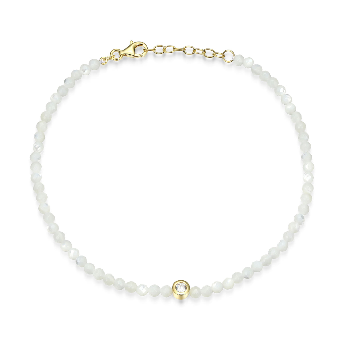 RB0206L - Mother-of-Pearl CZ Station Necklace | reign