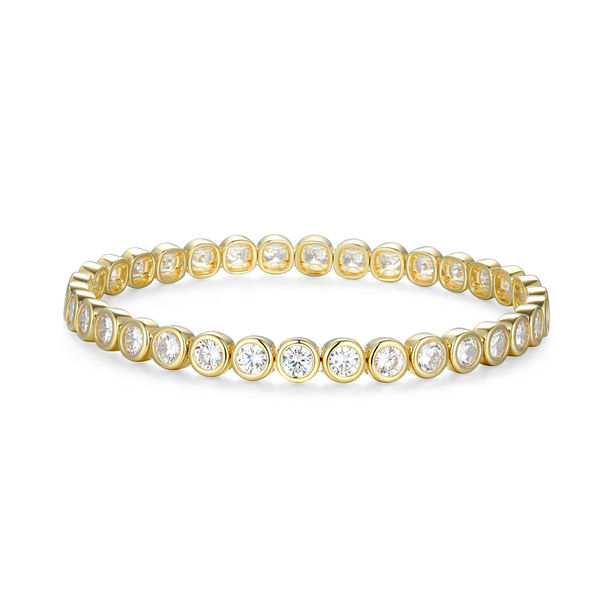 RB0195YL - 7.0 Inch Bezel Set Stretch Bracelet | reign