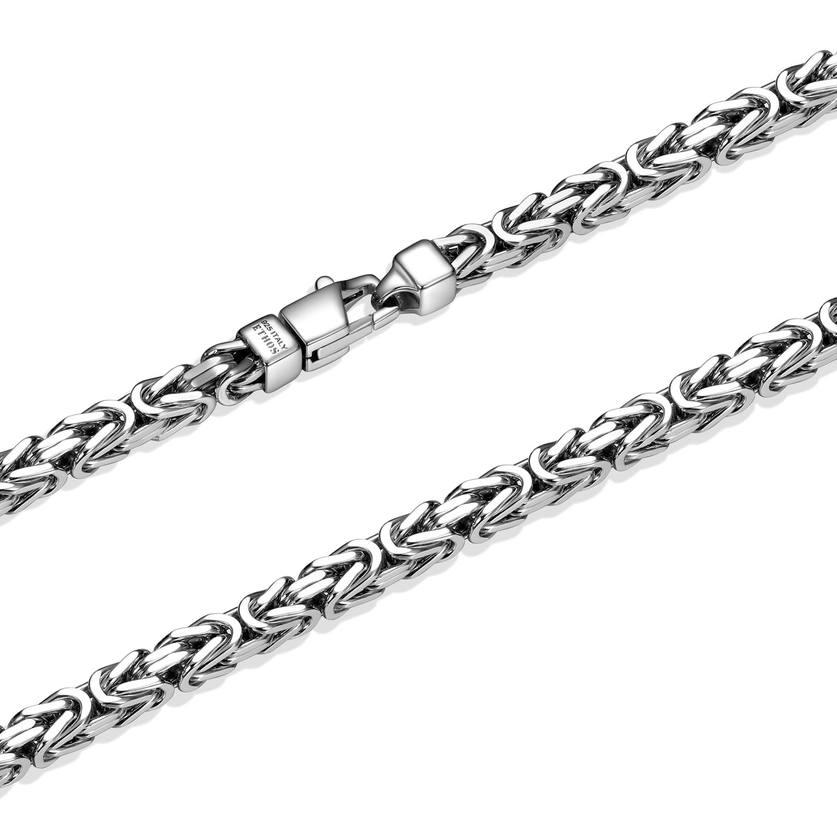 UN0004L - Italian Byzantine Chain Necklace Rhodium - Plated Sterling Silver - 24" | ethos