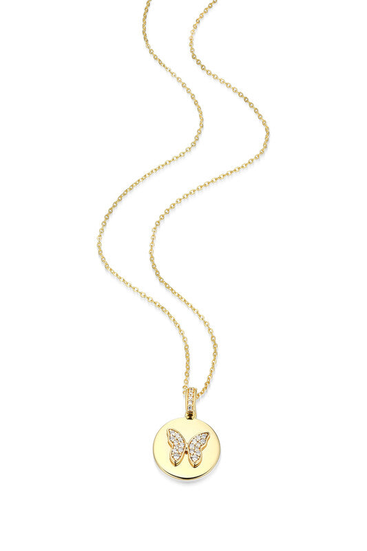 RN0227 - Butterfly Medallion Pendant Necklace | reign