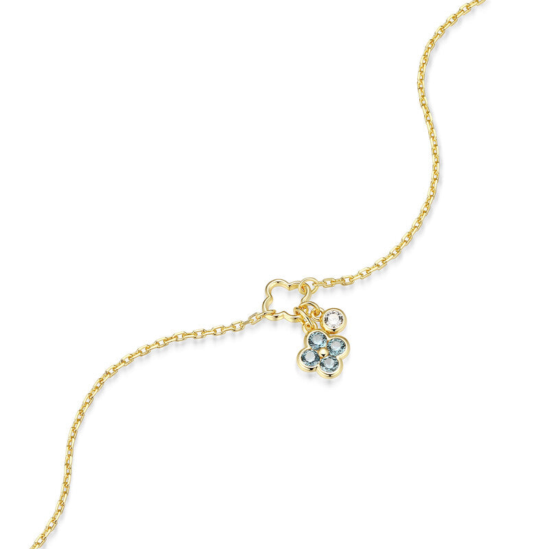 RB0292 - Blue Spinel Clover Charm Bracelet | reign