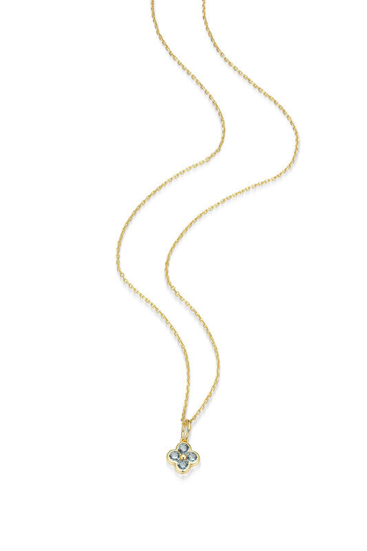 RN0292 - Blue Spinel Clover Pendant Necklace | reign