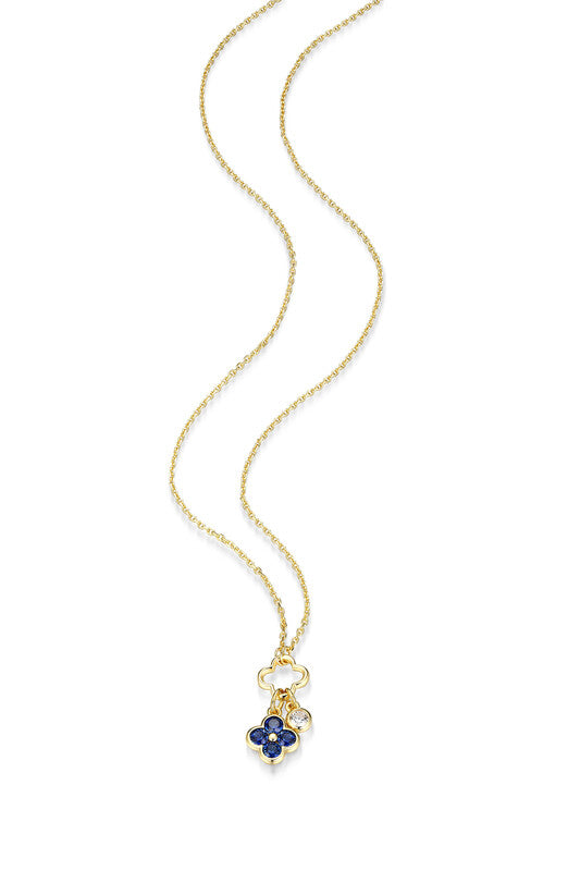 RN0290 - Lab-Created Sapphire Clover Charm Necklace | reign