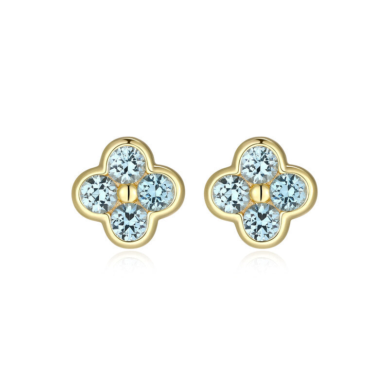 RE0292 - Blue Spinel Clover Stud Earrings | reign