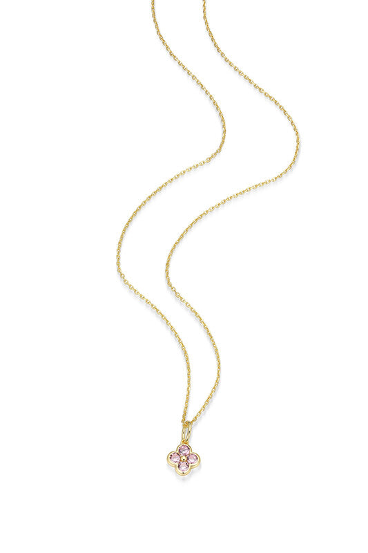 RN0293 - Pink CZ Clover Pendant Necklace | reign