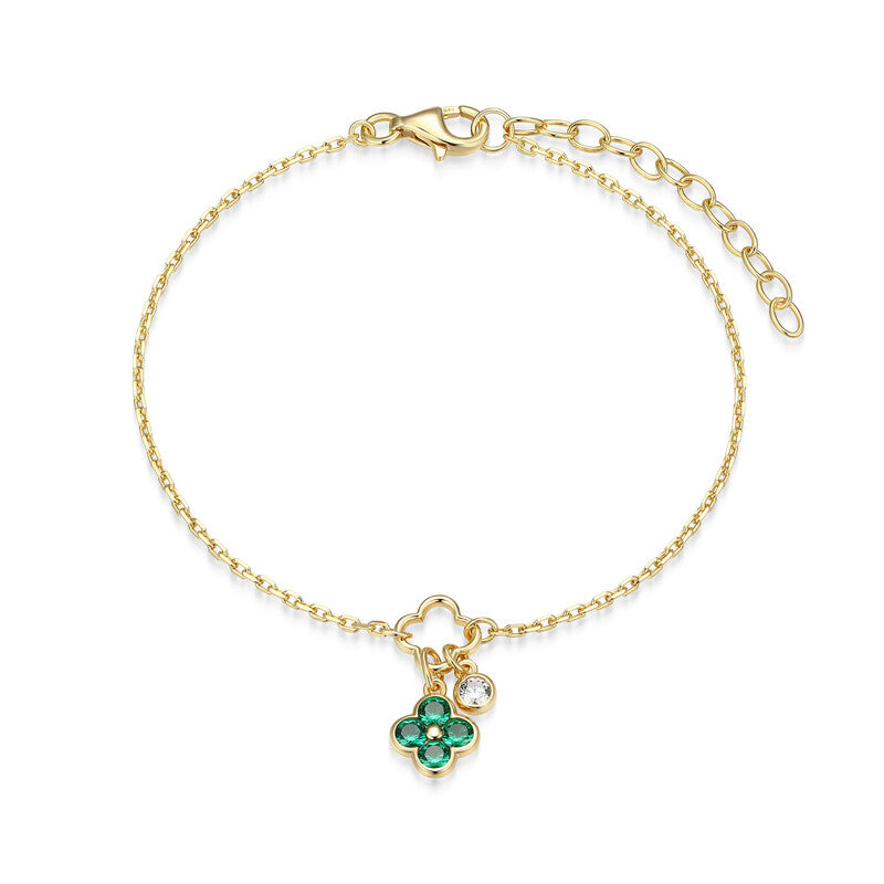 RB0291 - Emerald Nano Clover Charm Bracelet | reign