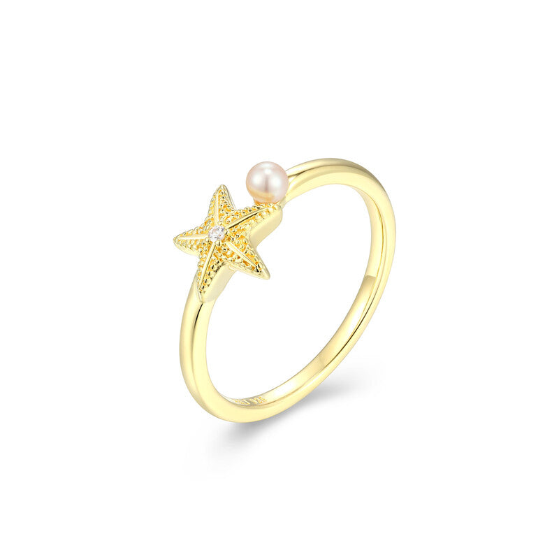 RR02996 - Starfish & Freshwater Pearl Ring | reign