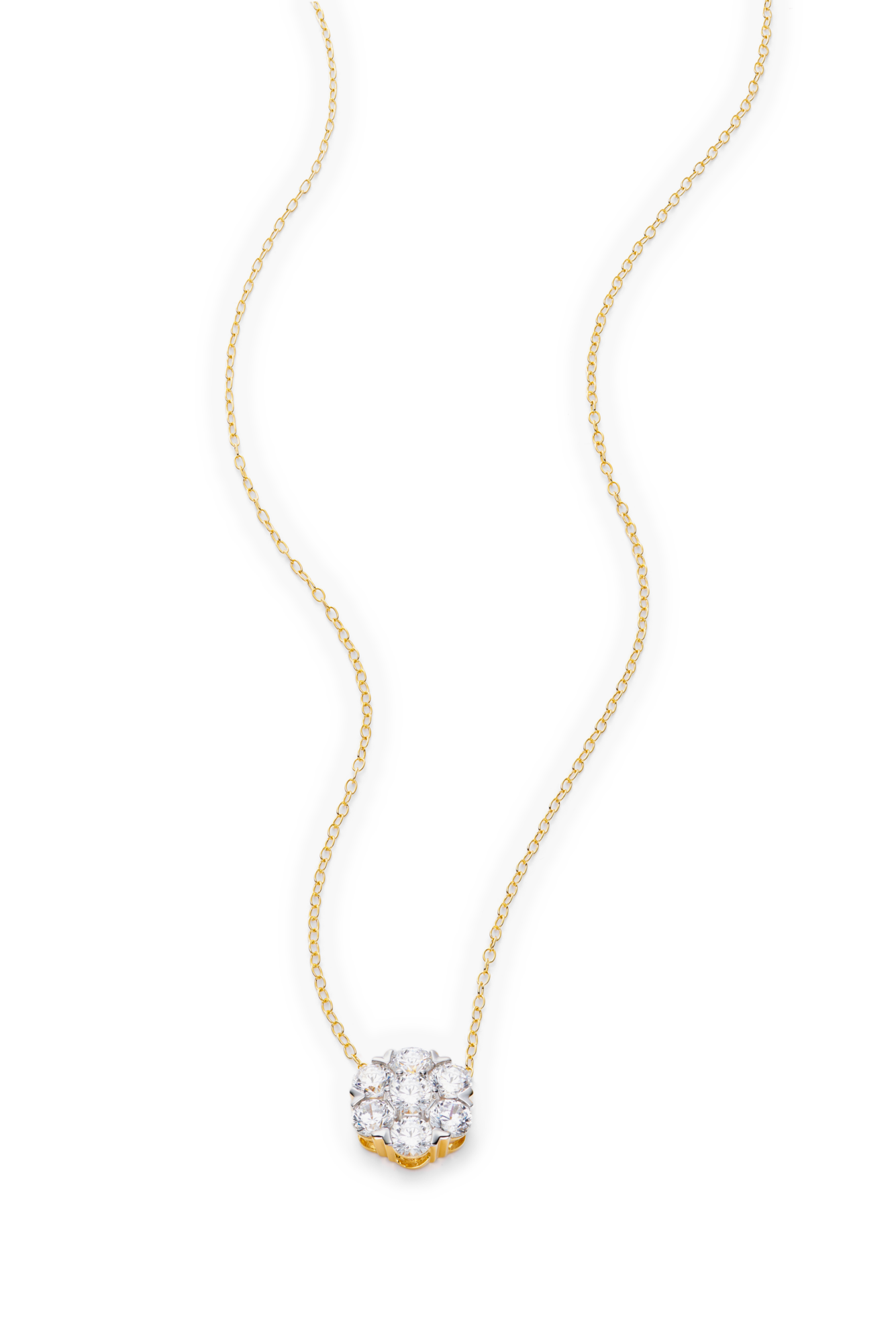 Lab-Created Diamond Cluster Necklace in 14K Yellow Gold | Monte Luna