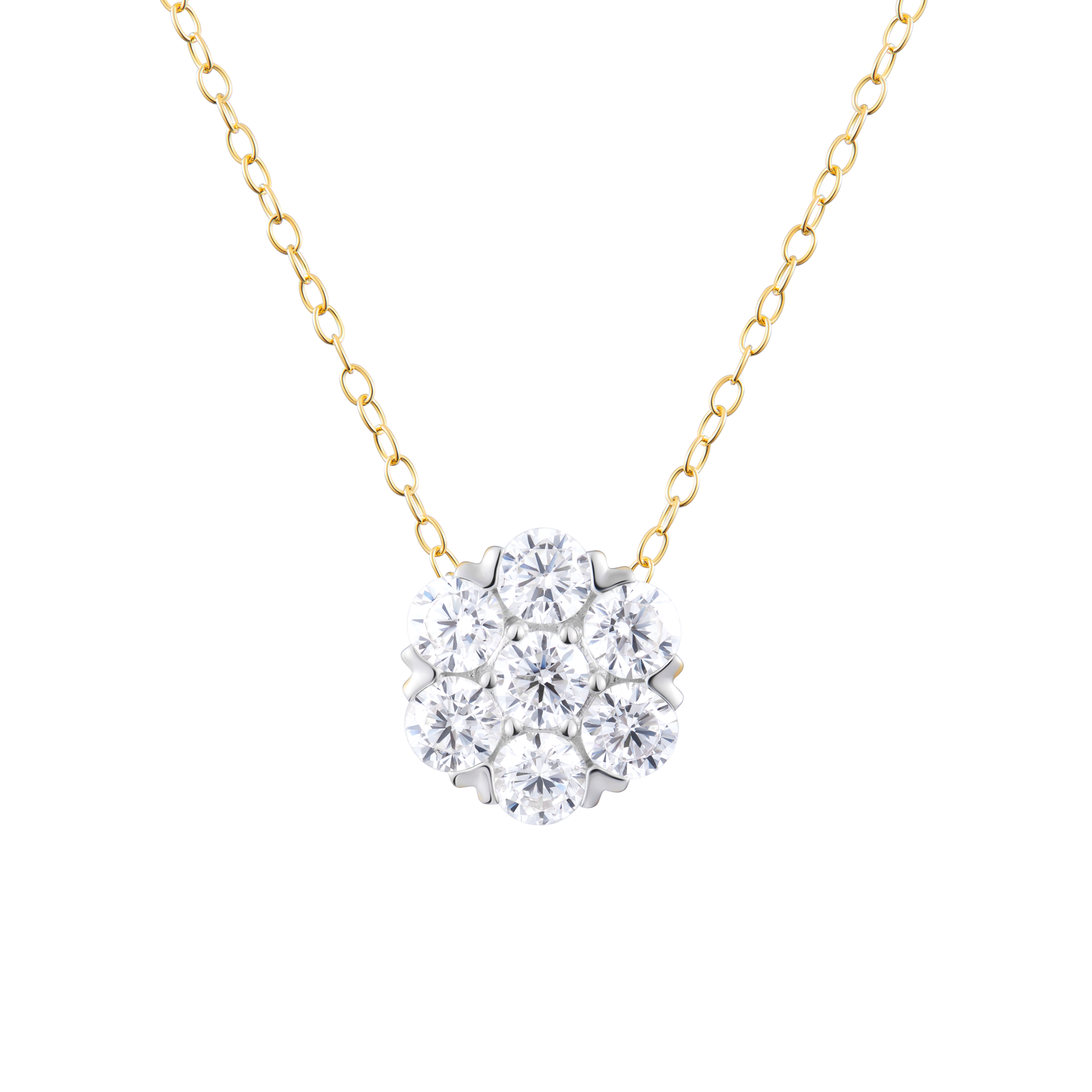 Lab-Created Diamond Cluster Necklace in 14K Yellow Gold | Monte Luna