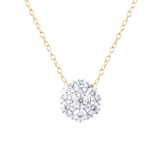 Lab-Created Diamond Cluster Necklace in 14K Yellow Gold | Monte Luna