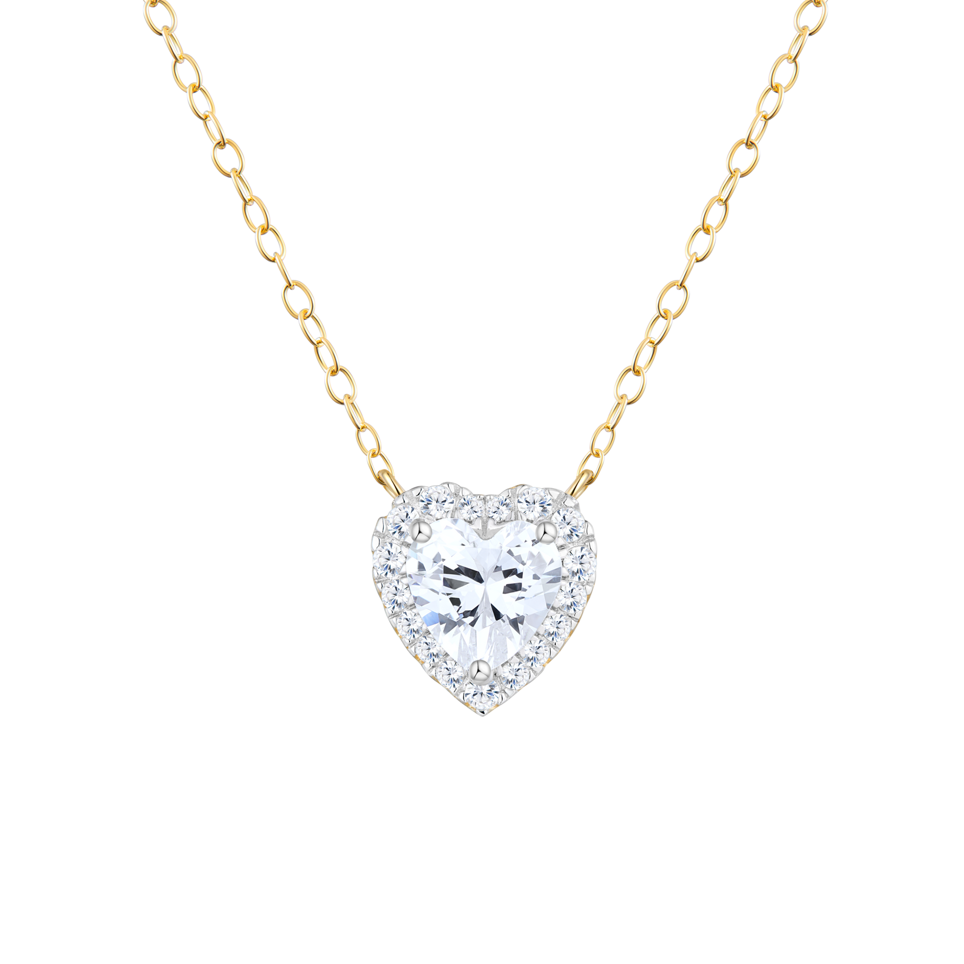 Brilliant Heart Lab-Created Diamond Halo Pendant Necklace in 14K Yellow Gold | Monte Luna