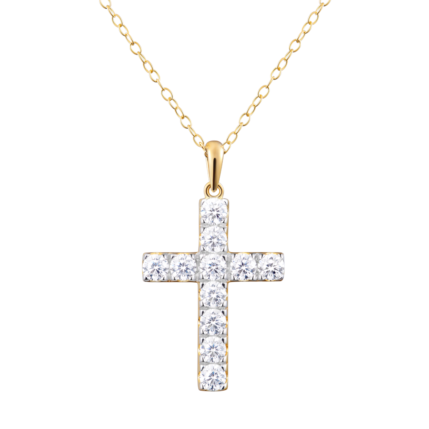 Pave Cross Lab-Created Diamond Pendant Necklace in 14K Yellow Gold | Monte Luna