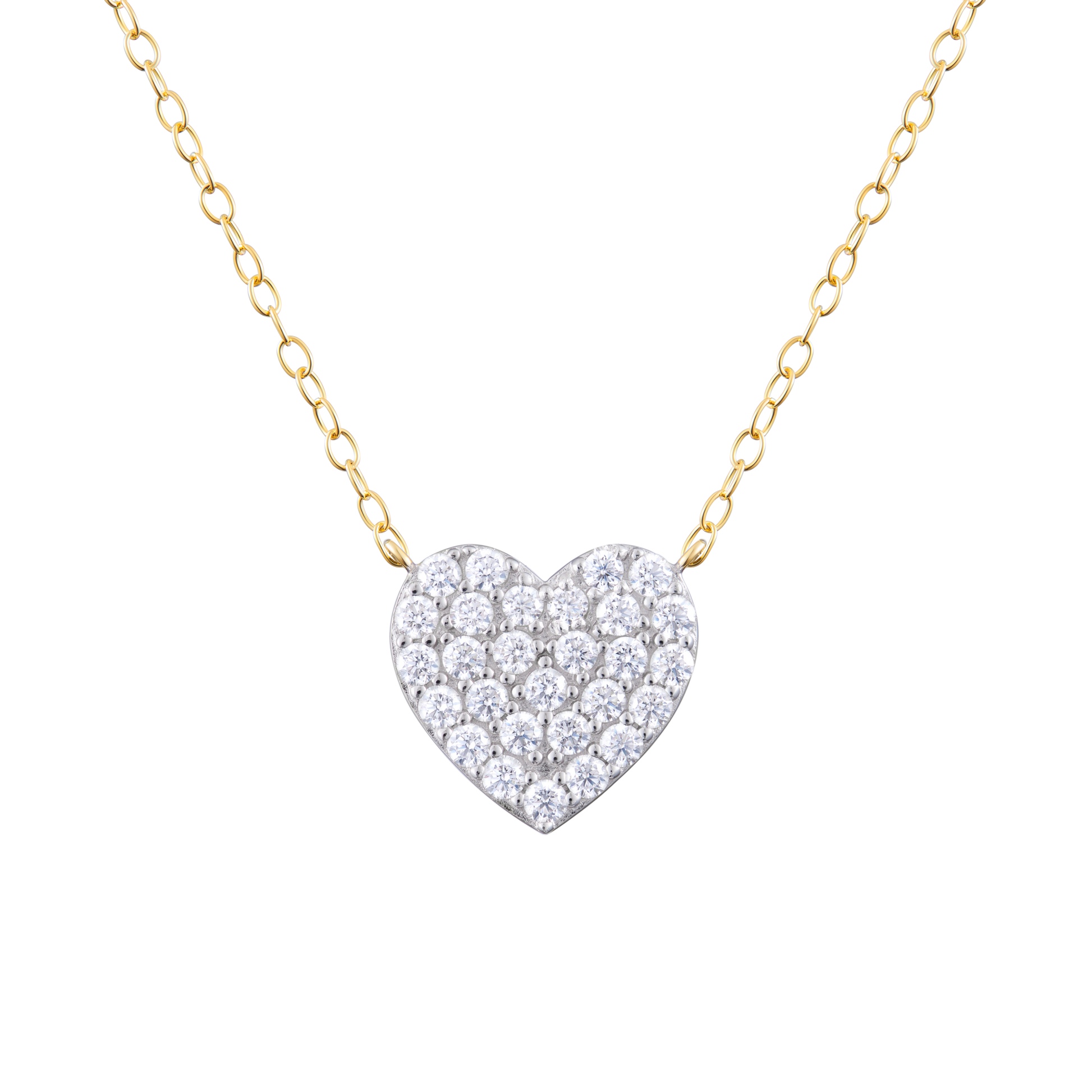 Pave Lab-Created Diamond Heart Necklace in 14K Yellow Gold | Monte Luna