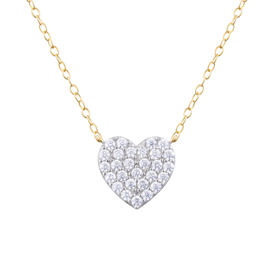 Pave Lab-Created Diamond Heart Necklace in 14K Yellow Gold | Monte Luna