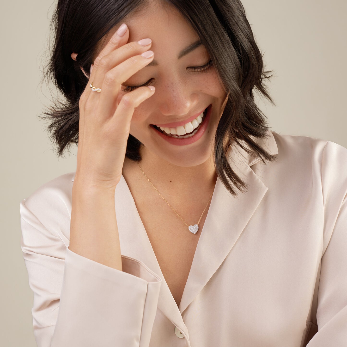 Pave Lab-Created Diamond Heart Necklace in 14K Yellow Gold | Monte Luna