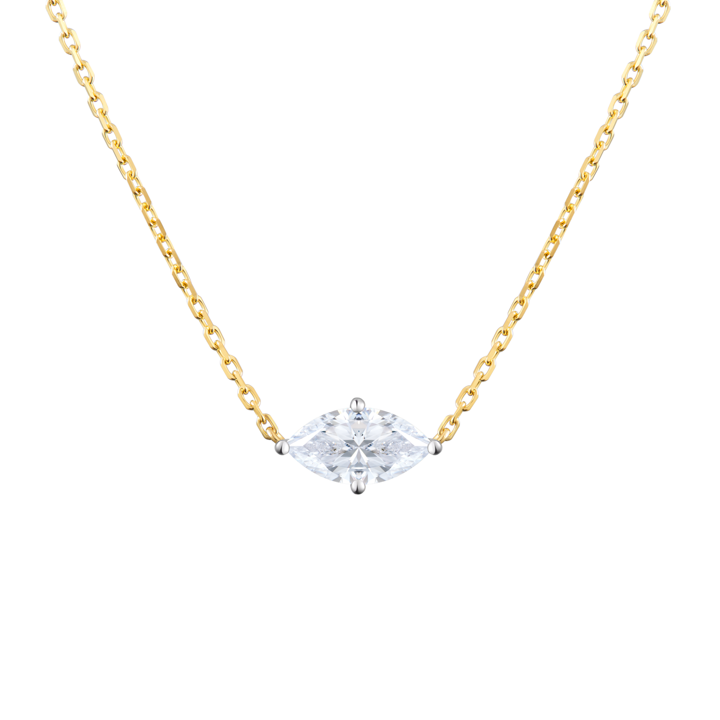 Marquise-Cut Lab-Created Diamond Solitaire Necklace in 14K Yellow Gold | Monte Luna