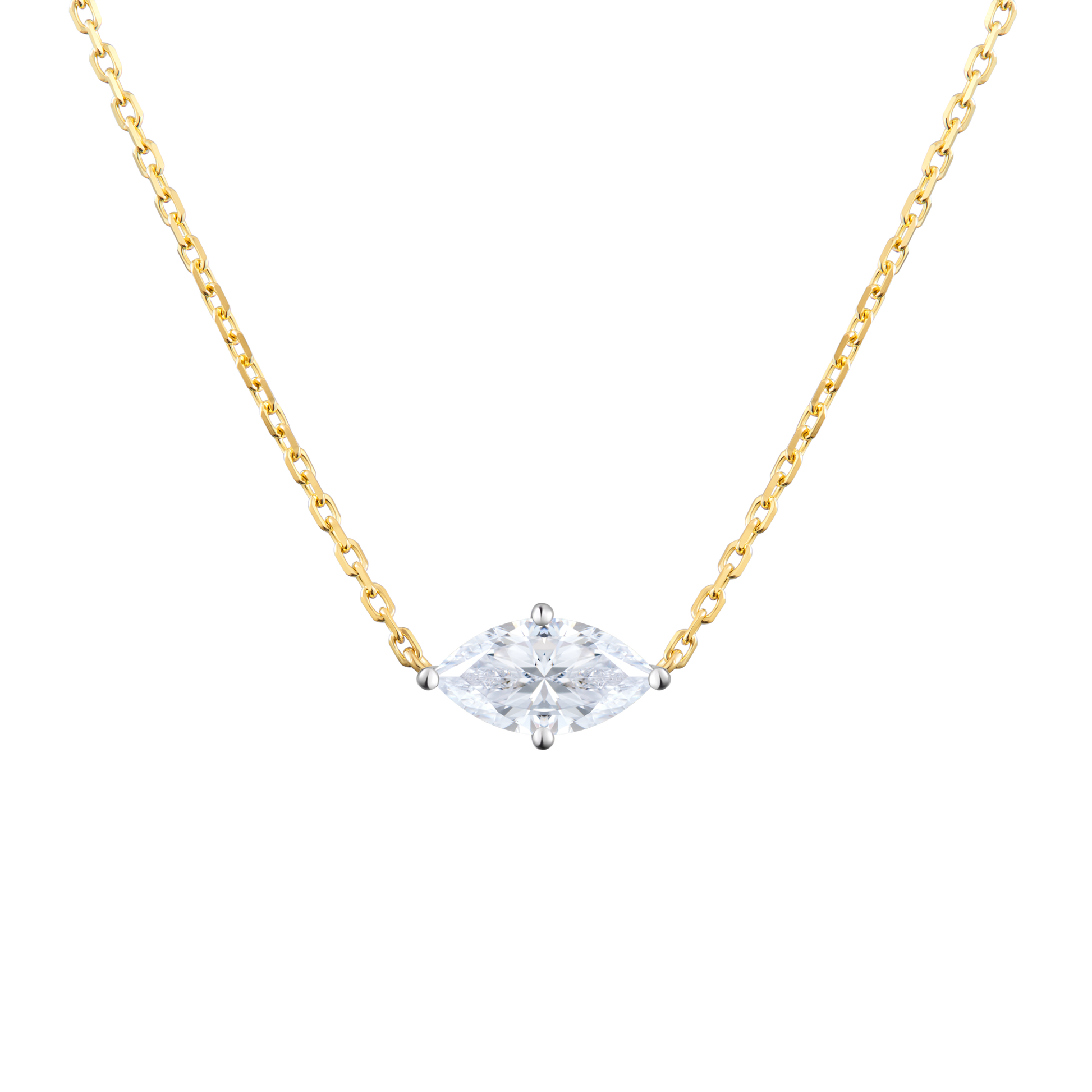 Marquise-Cut Lab-Created Diamond Solitaire Necklace in 14K Yellow Gold | Monte Luna