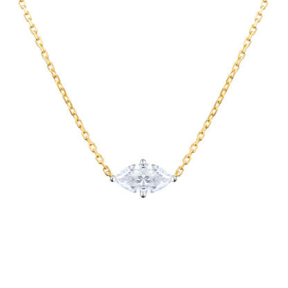 Marquise-Cut Lab-Created Diamond Solitaire Necklace in 14K Yellow Gold | Monte Luna