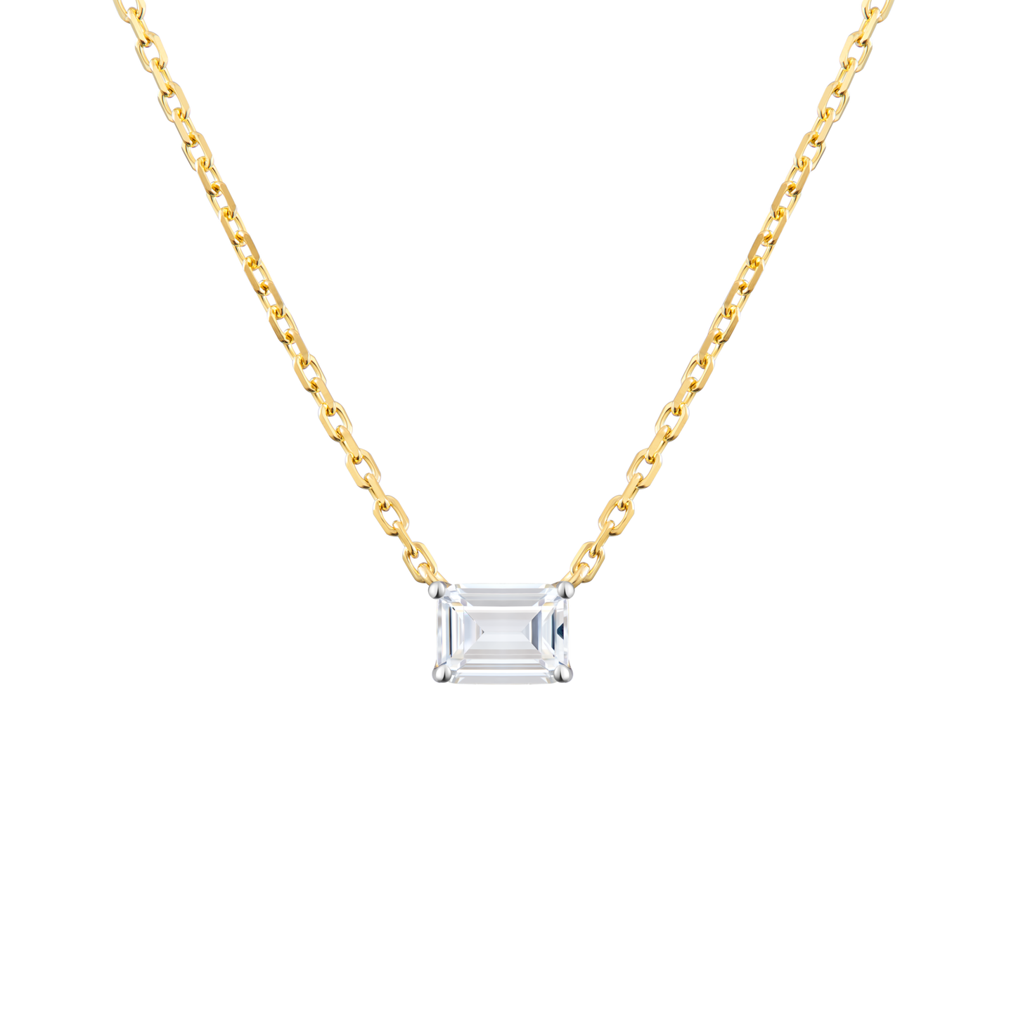 Emerald-Cut Lab-Created Diamond Solitaire Necklace in 14K Yellow Gold | Monte Luna