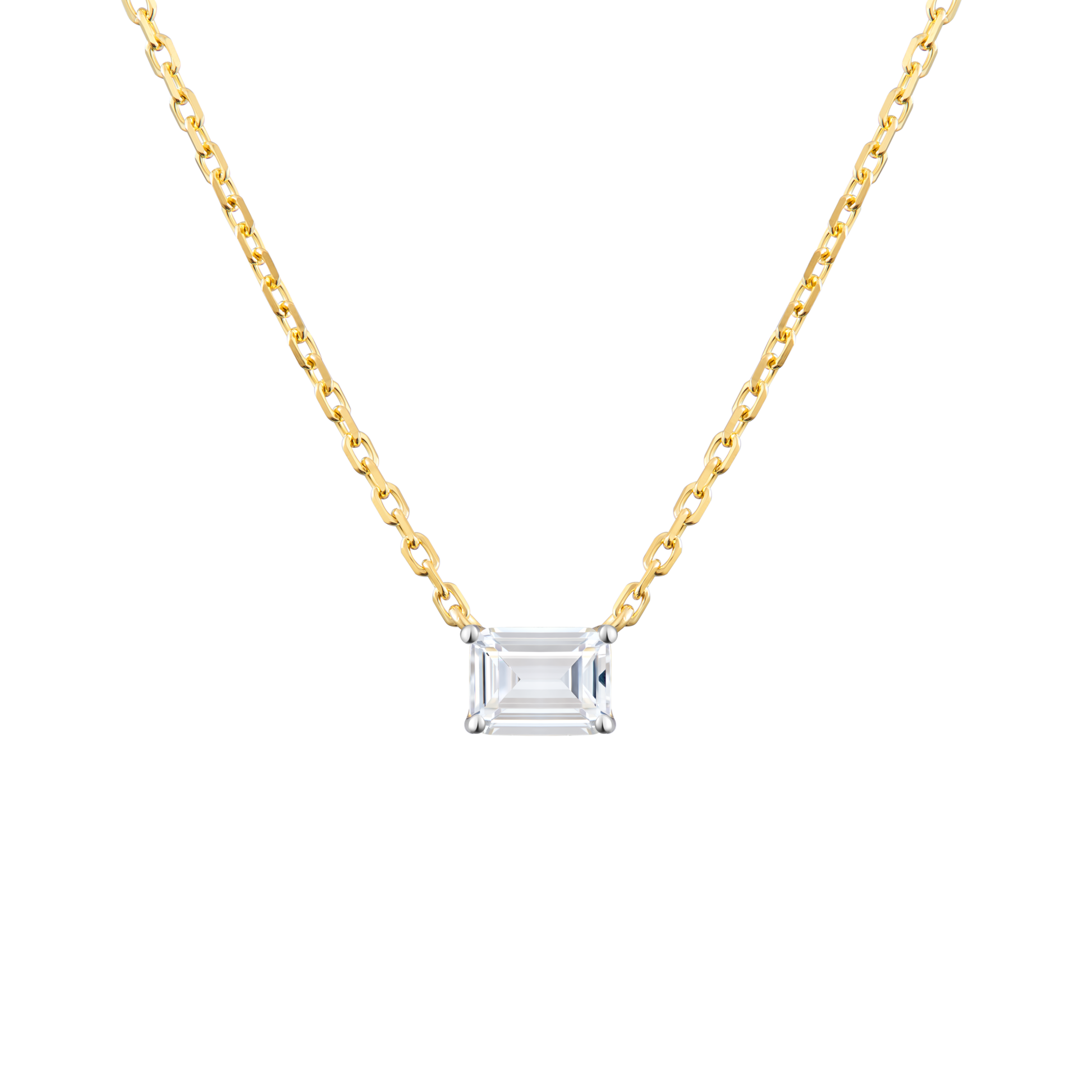Emerald-Cut Lab-Created Diamond Solitaire Necklace in 14K Yellow Gold | Monte Luna