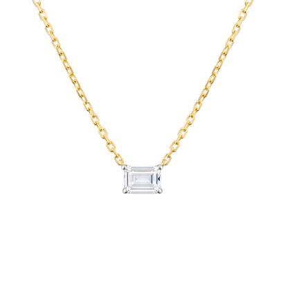 Emerald-Cut Lab-Created Diamond Solitaire Necklace in 14K Yellow Gold | Monte Luna