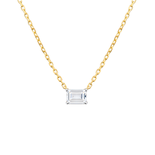 Emerald-Cut Lab-Created Diamond Solitaire Necklace in 14K Yellow Gold | Monte Luna