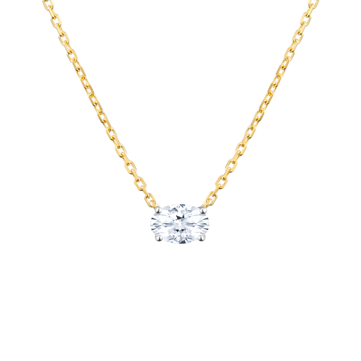 Oval-Cut Lab-Created Diamond Solitaire Necklace in 14K Yellow Gold | Monte Luna