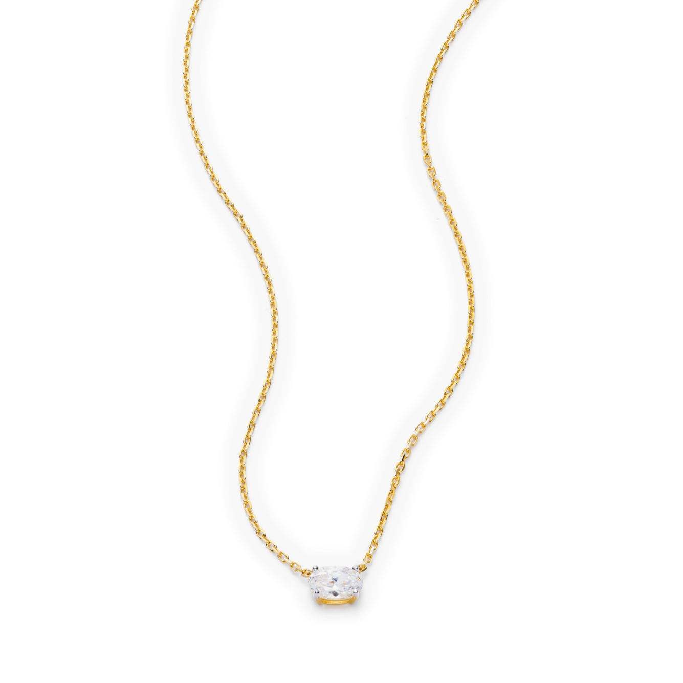 Oval-Cut Lab-Created Diamond Solitaire Necklace in 14K Yellow Gold | Monte Luna