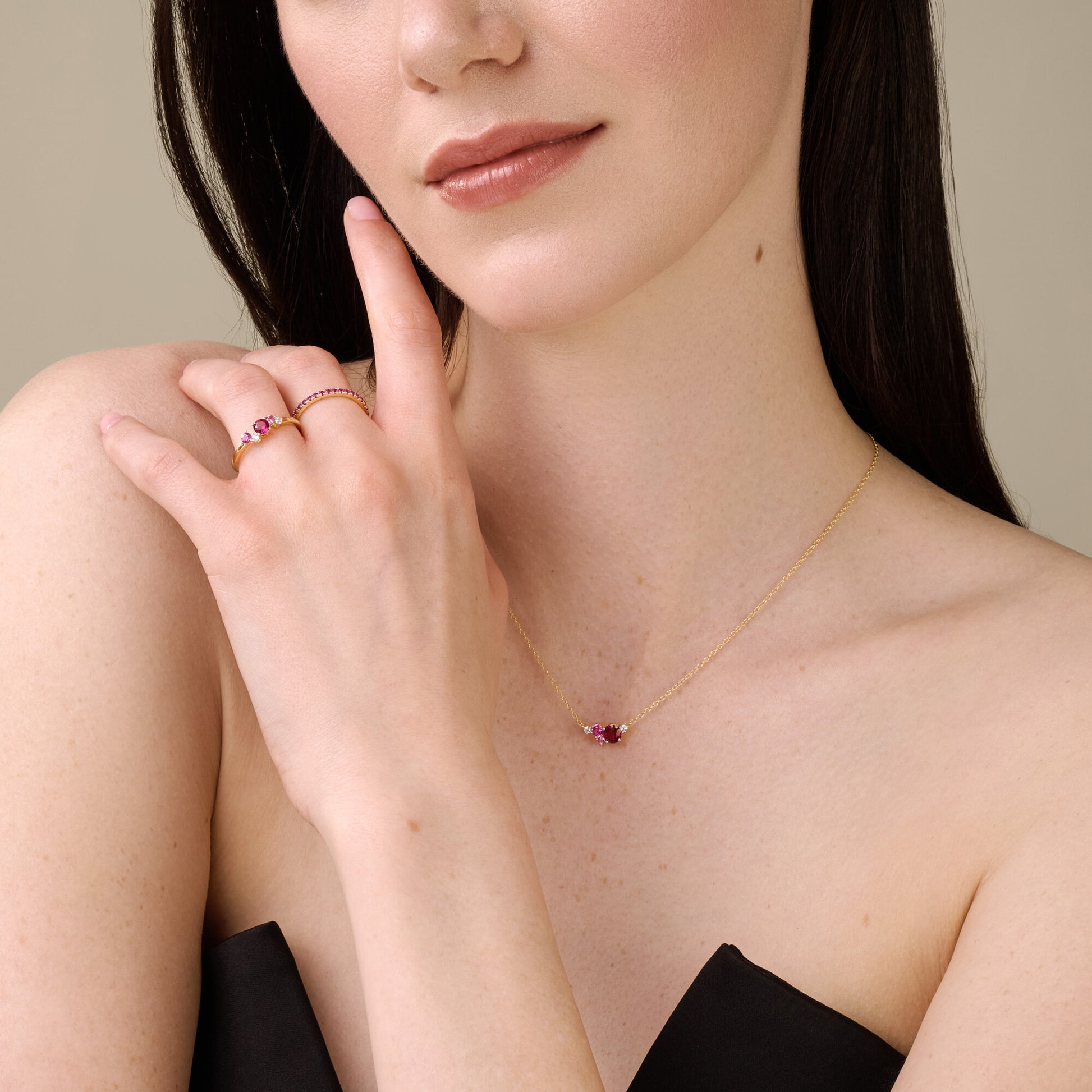 Scattered Stone Necklace in 14K Yellow Gold | Monte Luna