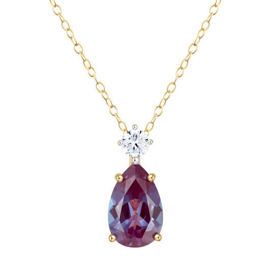 Lab-Created Alexandrite Pendant Necklace in 14K Yellow Gold | Monte Luna