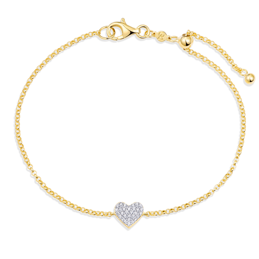 Pave Heart Lab-Created Diamond Bracelet in 14K Yellow Gold | Monte Luna