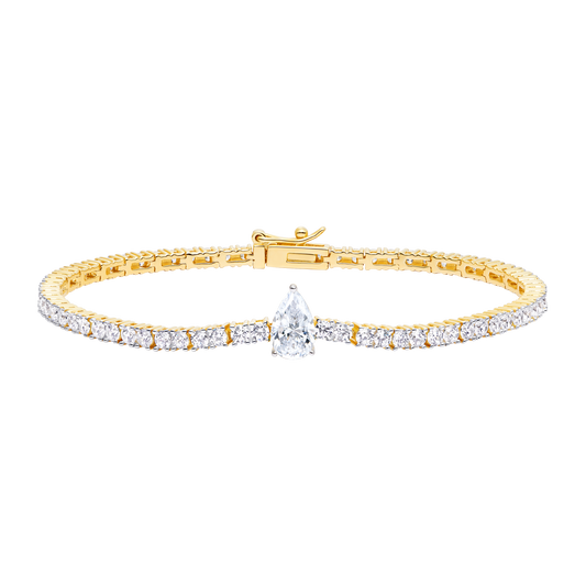 Pear-Cut Lab-Created Diamond Accent Tennis Bracelet in 14K Yellow Gold | Monte Luna