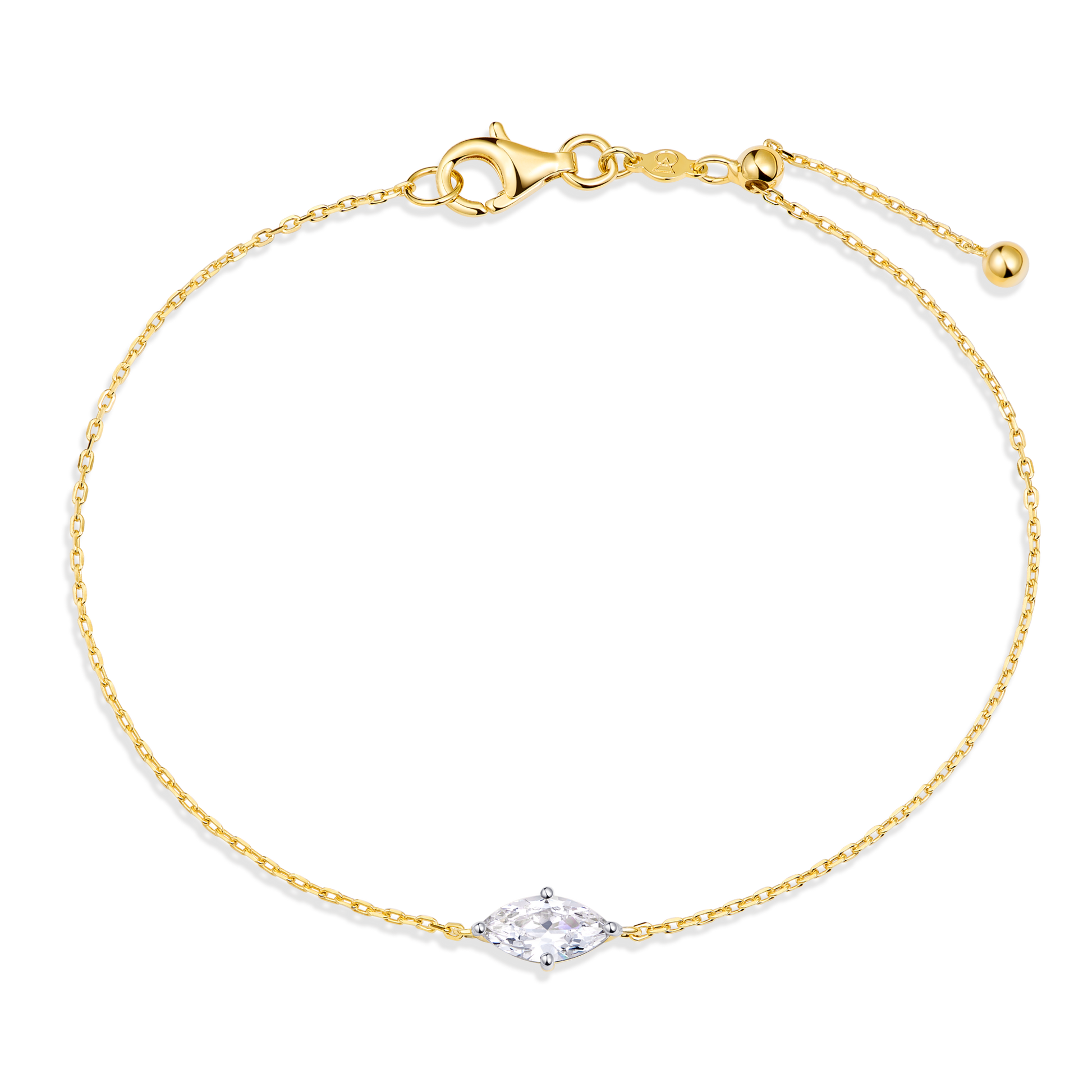 Marquise-Cut Lab-Created Diamond Solitaire Bracelet in 14K Yellow Gold | Monte Luna
