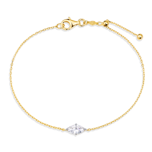 Marquise-Cut Lab-Created Diamond Solitaire Bracelet in 14K Yellow Gold | Monte Luna