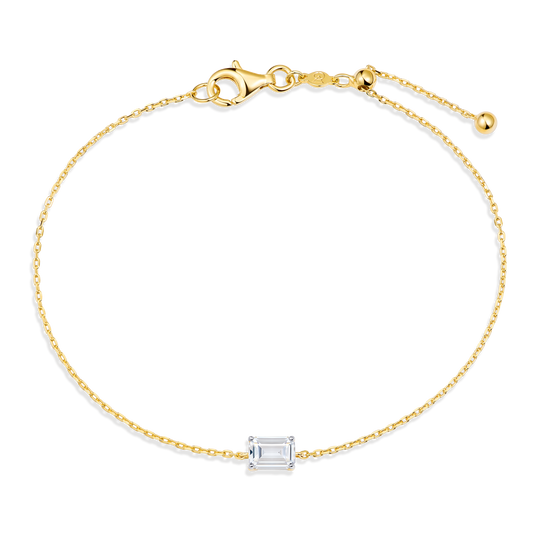 Emerald-Cut Lab-Created Diamond Solitaire Bracelet in 14K Yellow Gold | Monte Luna