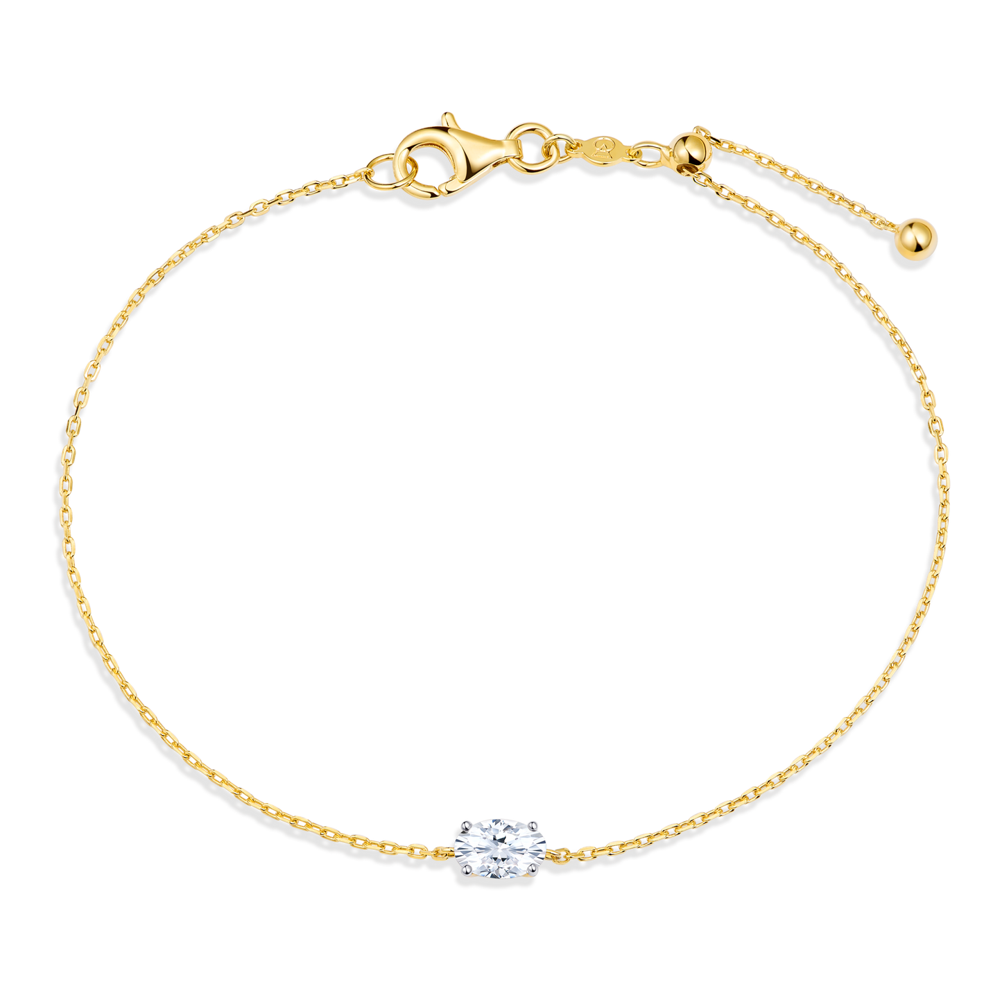 Oval-Cut Lab-Created Diamond Solitaire Bracelet in 14K Yellow Gold | Monte Luna