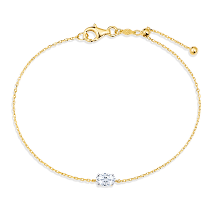 Oval-Cut Lab-Created Diamond Solitaire Bracelet in 14K Yellow Gold | Monte Luna