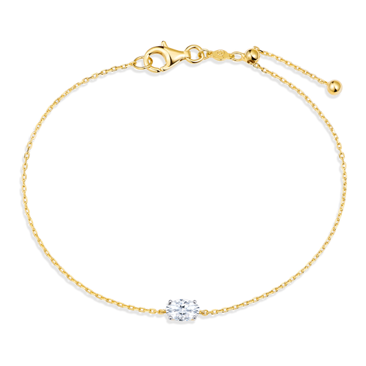 Oval-Cut Lab-Created Diamond Solitaire Bracelet in 14K Yellow Gold | Monte Luna