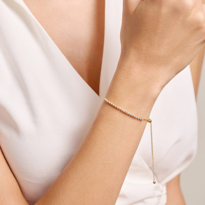 Pave Bar Lab-Created Diamond Bolo Bracelet in 14K Yellow Gold | Monte Luna