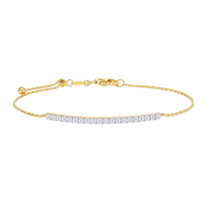 Pave Bar Lab-Created Diamond Bolo Bracelet in 14K Yellow Gold | Monte Luna