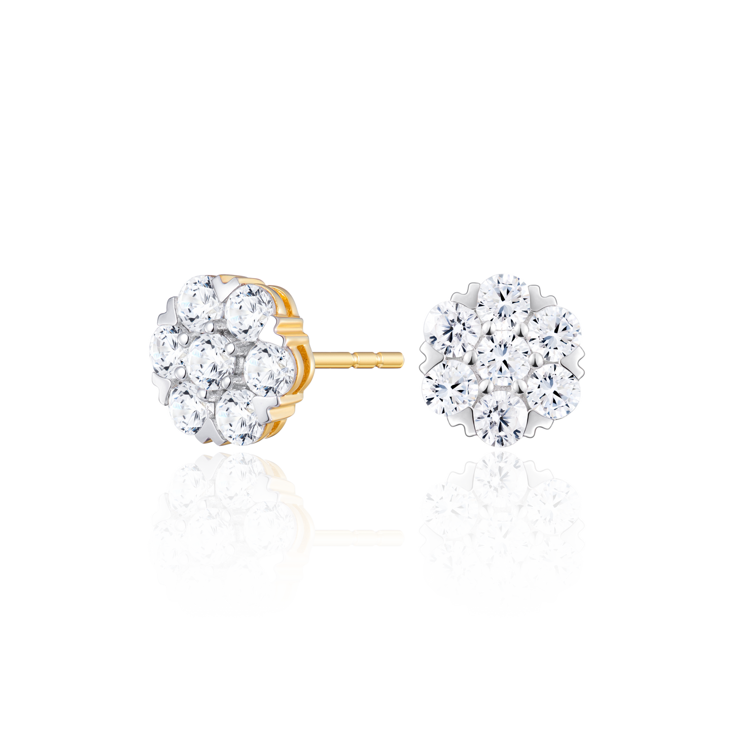 Lab-Created Diamond Cluster Stud Earrings in 14K Yellow Gold | Monte Luna