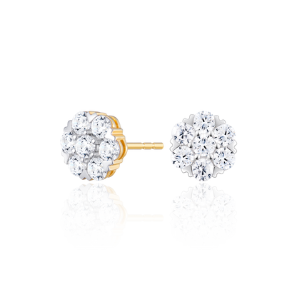 Lab-Created Diamond Cluster Stud Earrings in 14K Yellow Gold | Monte Luna