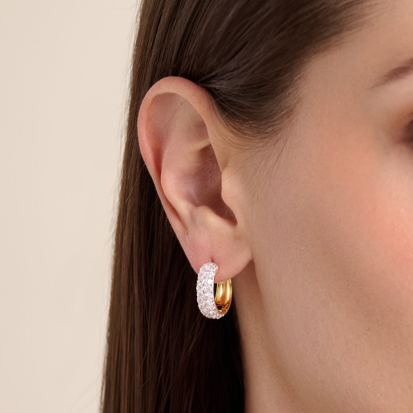 Wide Pave Hoop Earrings in 14K Yellow Gold | Monte Luna