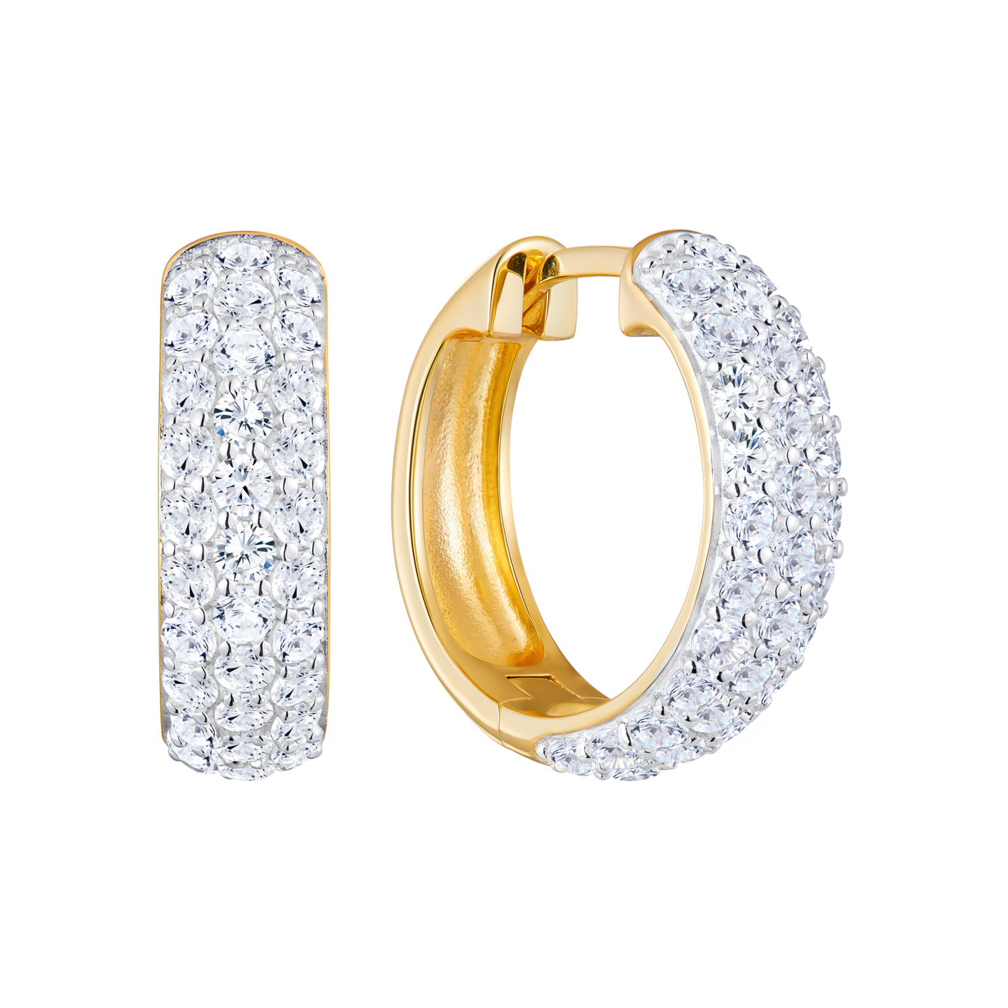 Wide Pave Hoop Earrings in 14K Yellow Gold | Monte Luna