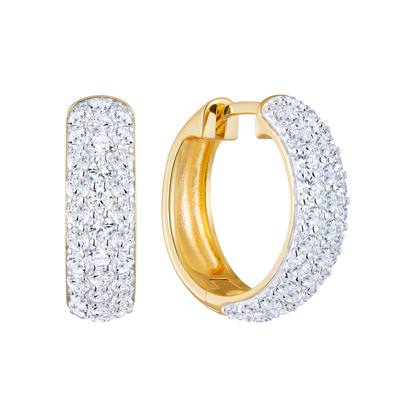 Wide Pave Hoop Earrings in 14K Yellow Gold | Monte Luna