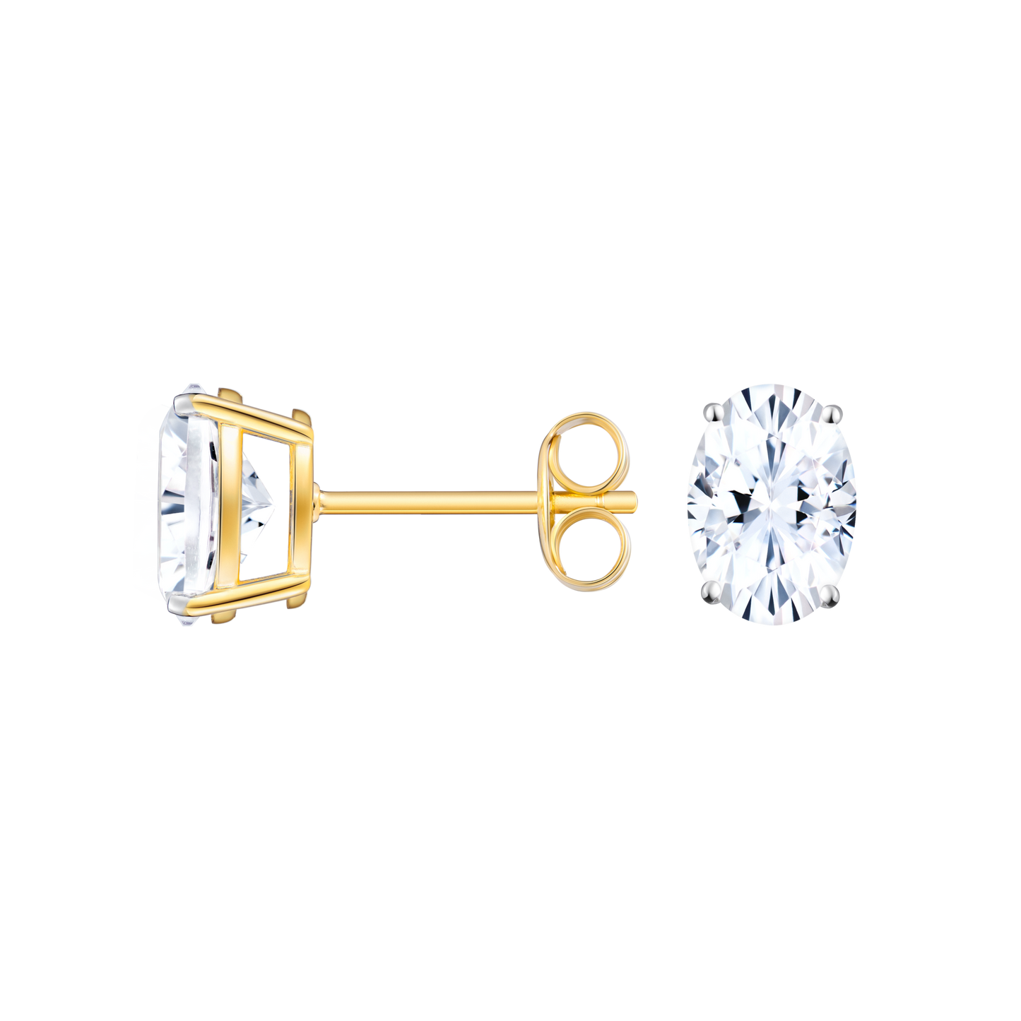 Oval Stud Earrings in 14K Yellow Gold | Monte Luna