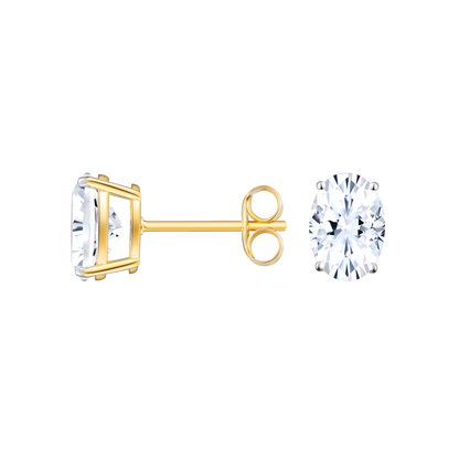 Oval Stud Earrings in 14K Yellow Gold | Monte Luna