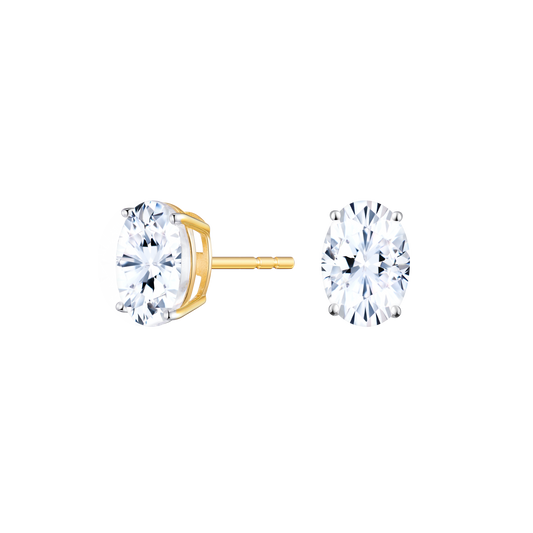 Oval Stud Earrings in 14K Yellow Gold | Monte Luna