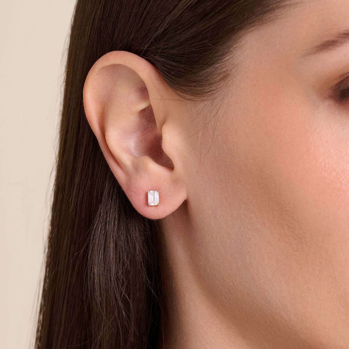 Emerald-Cut Lab-Created Diamond Stud Earrings in 14K Yellow Gold | Monte Luna